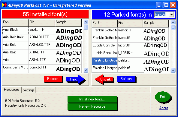 ADingOD ParkFont Screenshot